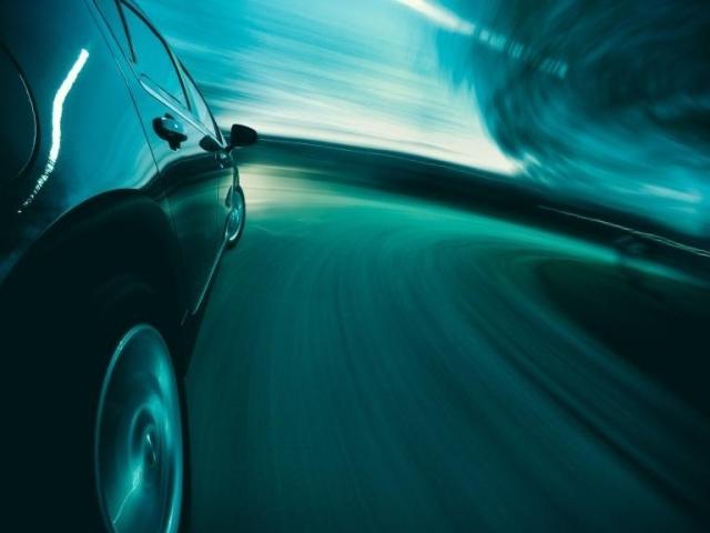 A vehicle spinning around