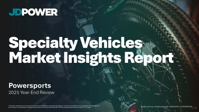 Image of specialty vehicle market insights report with a motorcycle behind the text