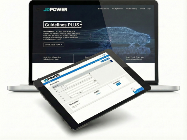 A laptop and a tablet both open to "Guidelines Plus" Valuation Services product