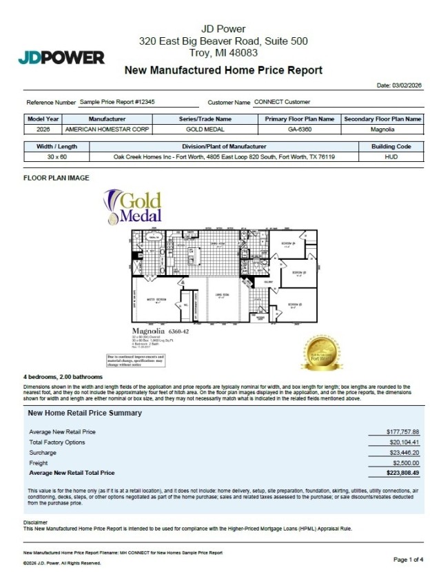 MH Connect New Homes Price Report 