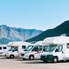 A line of RVs in a row